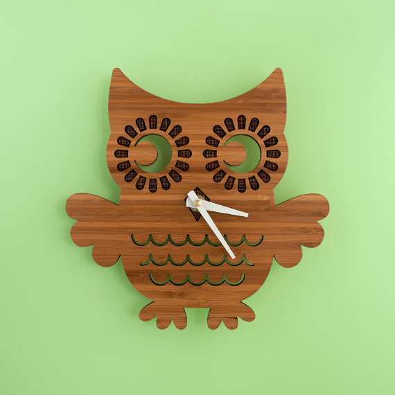 wooden owl clock